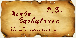 Mirko Barbulović vizit kartica